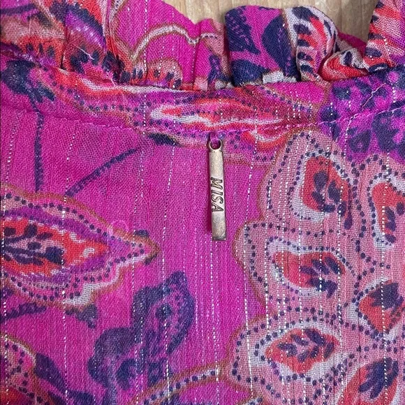 Misa Los Angeles Leeva fushia batik floral mini dress NWOT - Picture 11 of 12